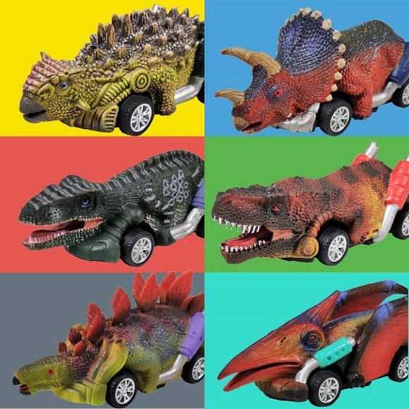 DINOSAUR PULLBACK TOY CARS 6 Pack 5 Inch Each Toddler Toys Gifts T-Rex & More - Picture 7 of 7